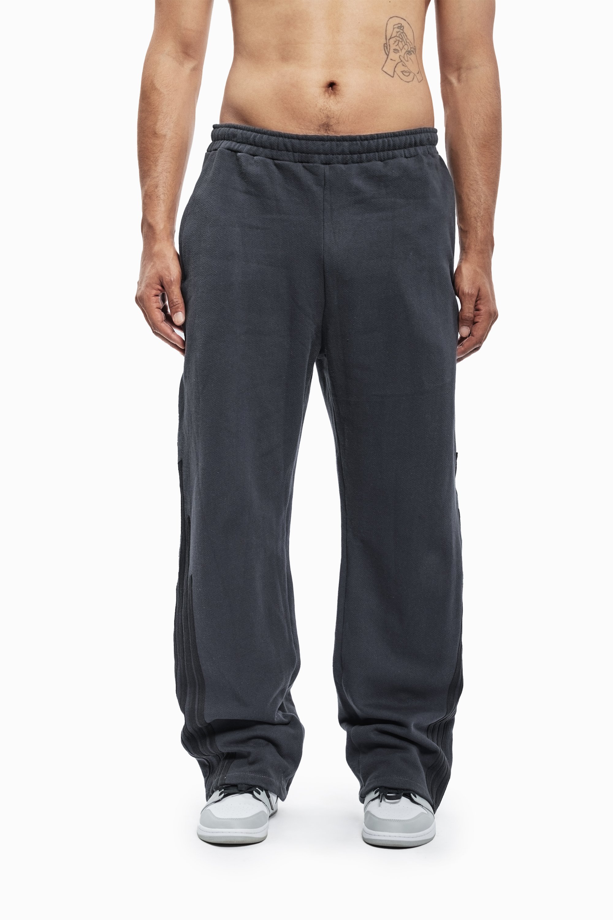 Pantalon de jogging unisexe vintage à rayures favela - noir
