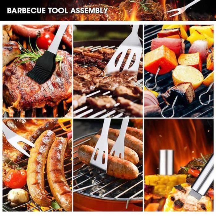 Accessoires de barbecue - ZGEER - Kit en acier inoxydable de 16 pièces - Portable et facile à ranger