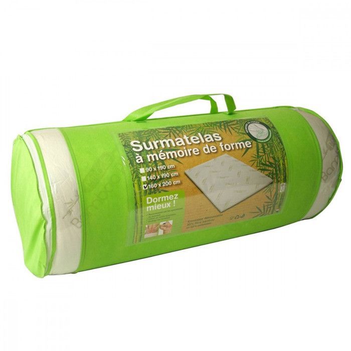ALPES BLANC - Cubrecolchón de espuma viscoelástica 90x190 cm – Fibras viscoelásticas y de bambú – Confort ergonómico – Funda extraíble y lavable