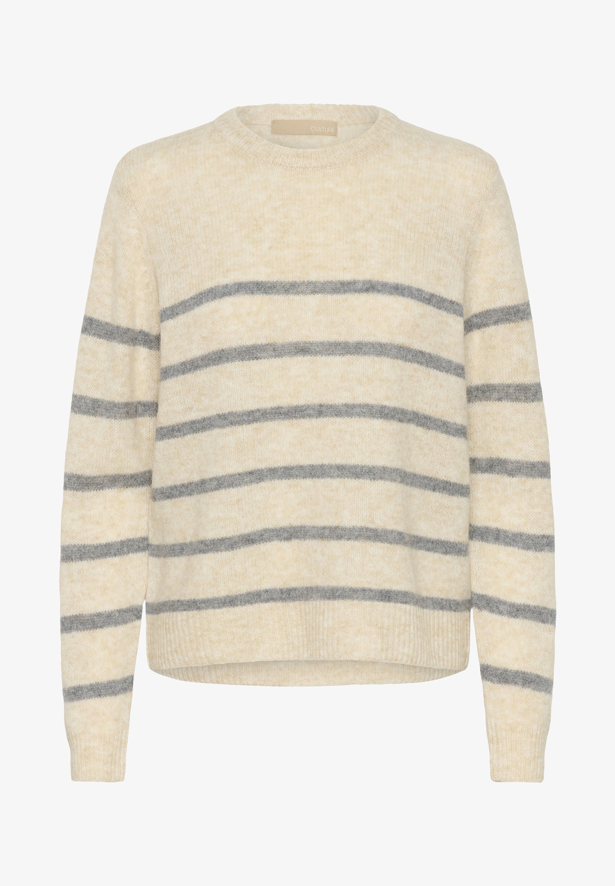 Maglione Culture - melange a righe grigie con cappuccio bianco