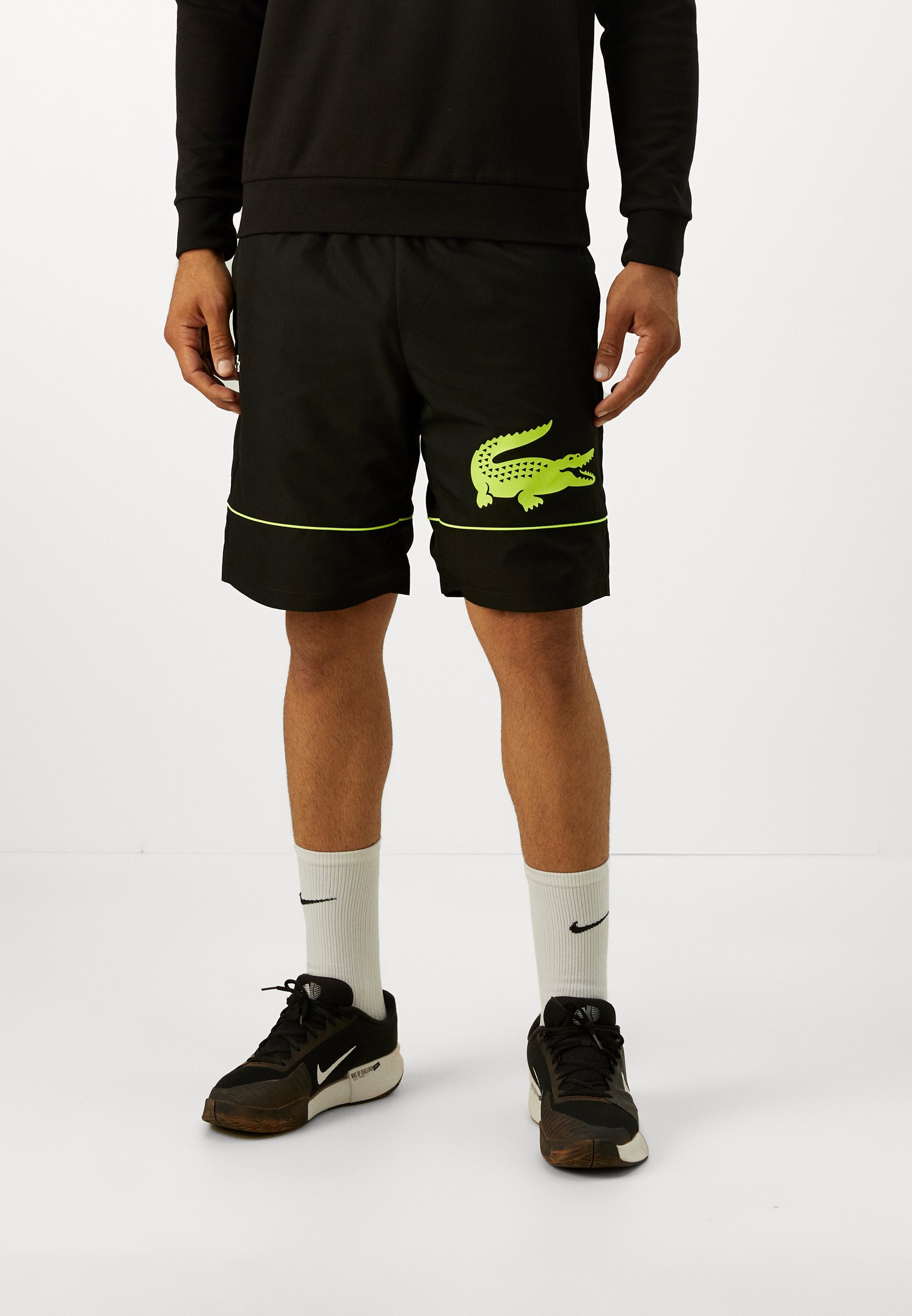 Lacoste Sport sportshorts - zwart/fluo geel