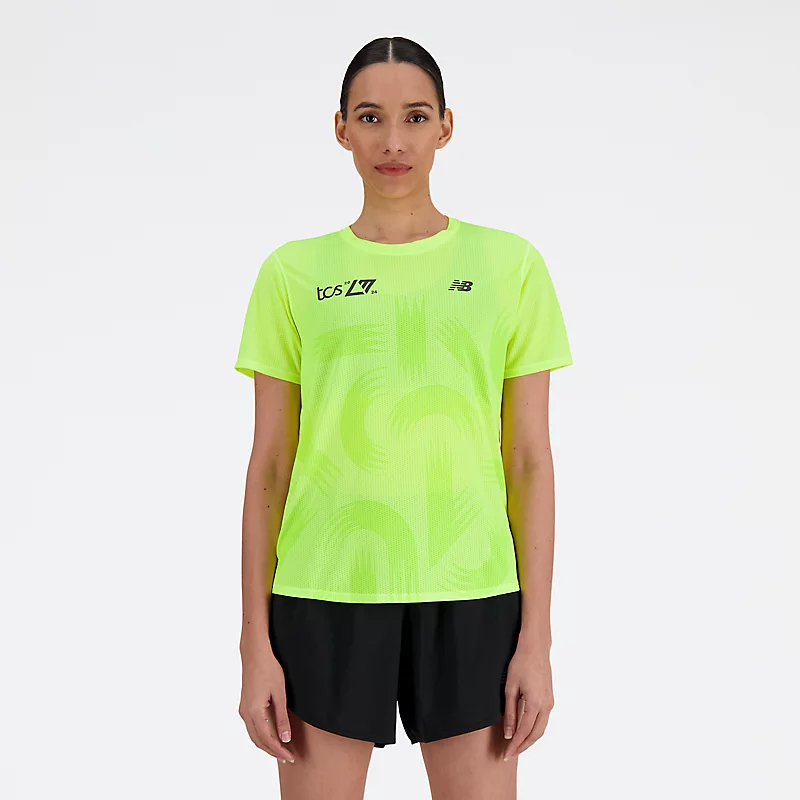 London Edition dames NB Athletics T-shirt met korte mouwen - gebleekt limoengroen