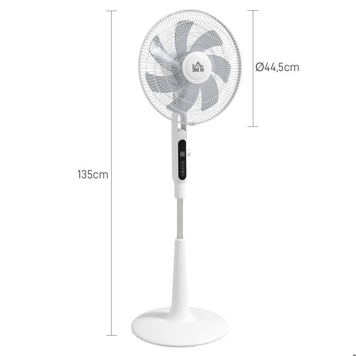 Ventilador de pedestal HOMCOM Ø 42cm 40W 3 modos 28 velocidades, función antimosquitos, altura ajustable, oscilación de 75°, blanco