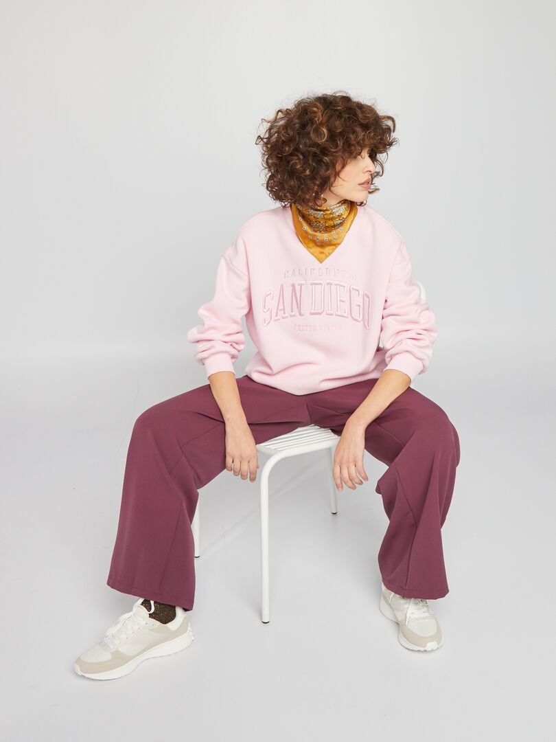 Fleece sweatshirt in collegestijl - ROZE