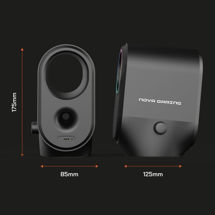 Enceintes bluetooth gaming - NOVA GAMING - Cygnus - LED RGB - Noir