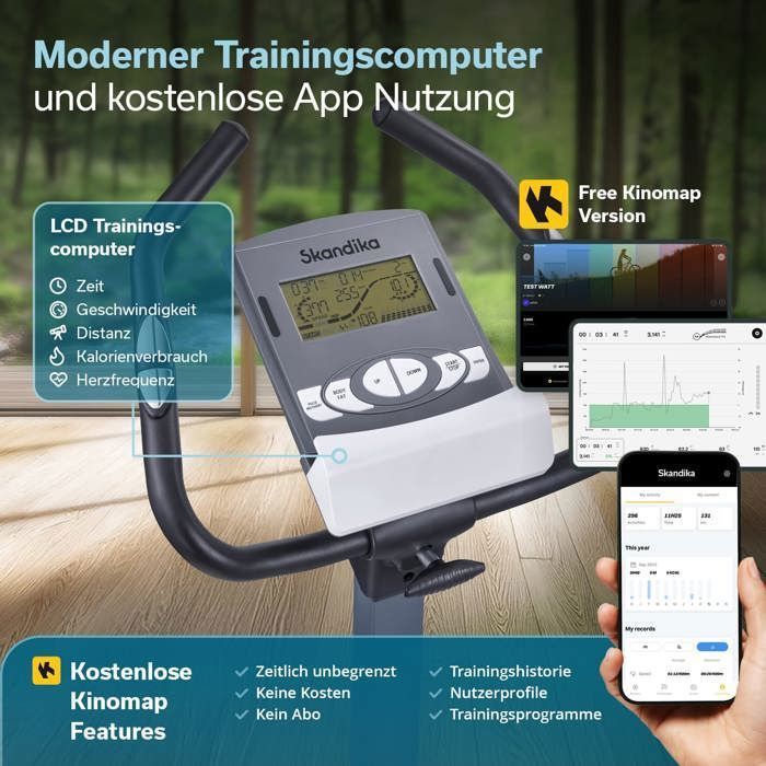 Bicicleta ergométrica Skandika Wiry Ergometer - 24 programas - 32 níveis de resistência - Conectada
