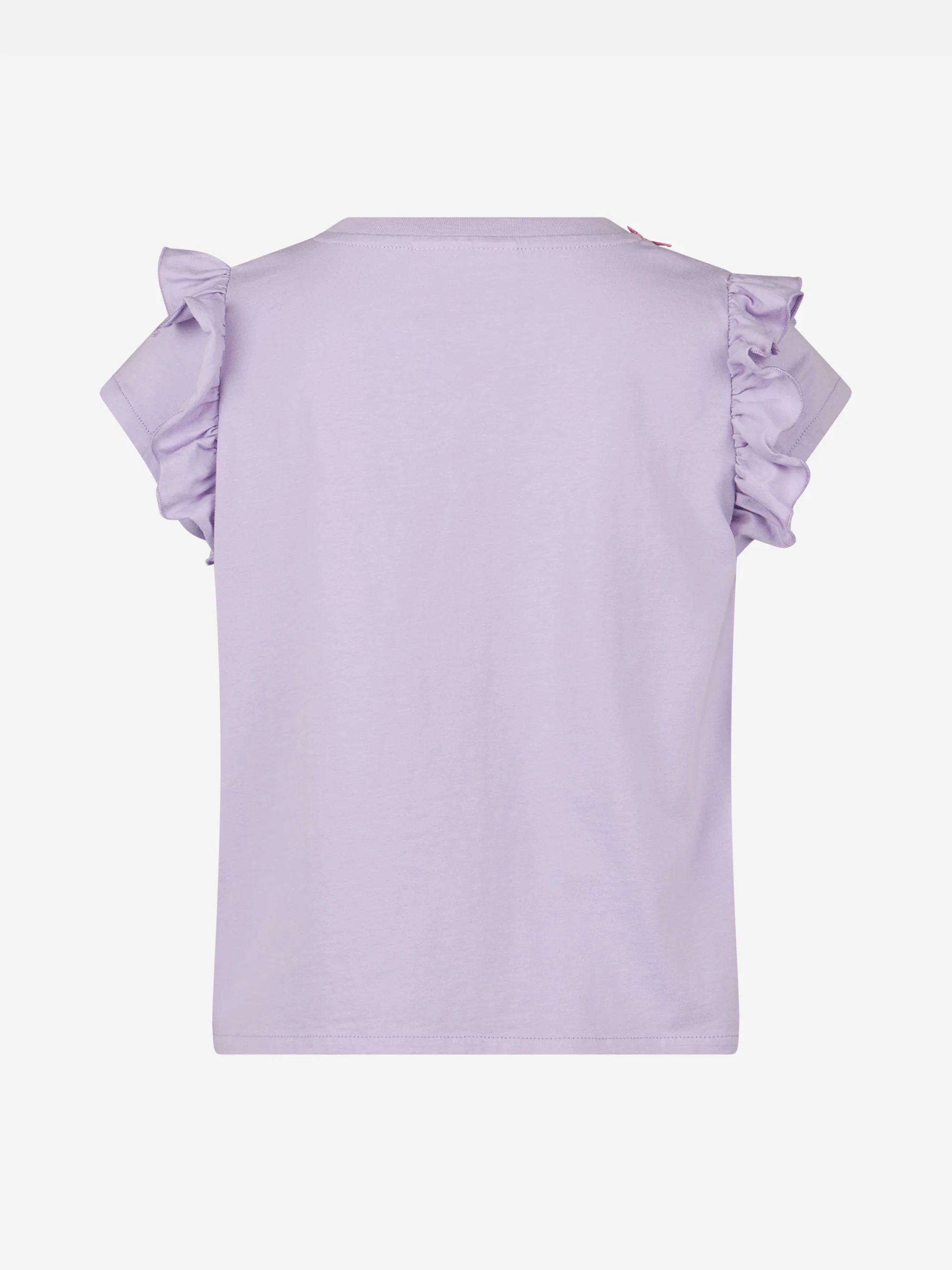 Katoenen T-shirt voor meisjes met ruches en borduurwerk.