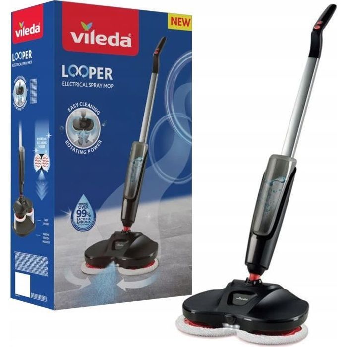 Mop électrique - Vileda - Looper - Sans fil - Pliable - 1,5 kg