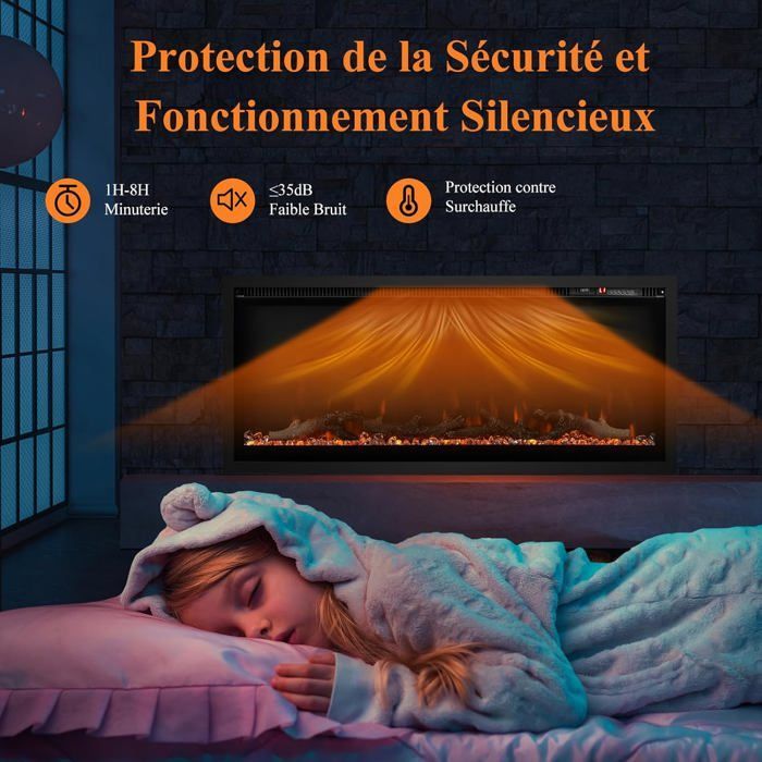 GIANTEX Cheminée Électrique 750W/1500W - 16-28°C - Effet Flamme 3D & 12 Couleurs & 5 Luminosités - Minuterie - 36''/91cm