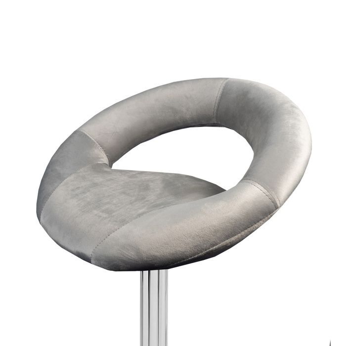 Aga Tabouret de bar gris, hauteur réglable, assisse rembourrée, dossier en forme d'anneau, MR2043
