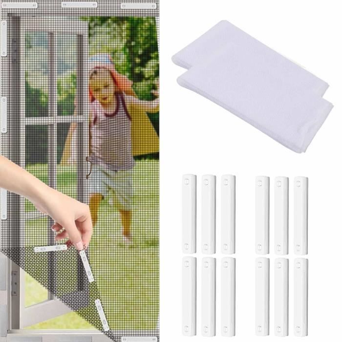 Window mosquito net with magnetic fixing, 150 x 200 cm, cuttable, white, 2 mosquito nets + 12 white magnets
