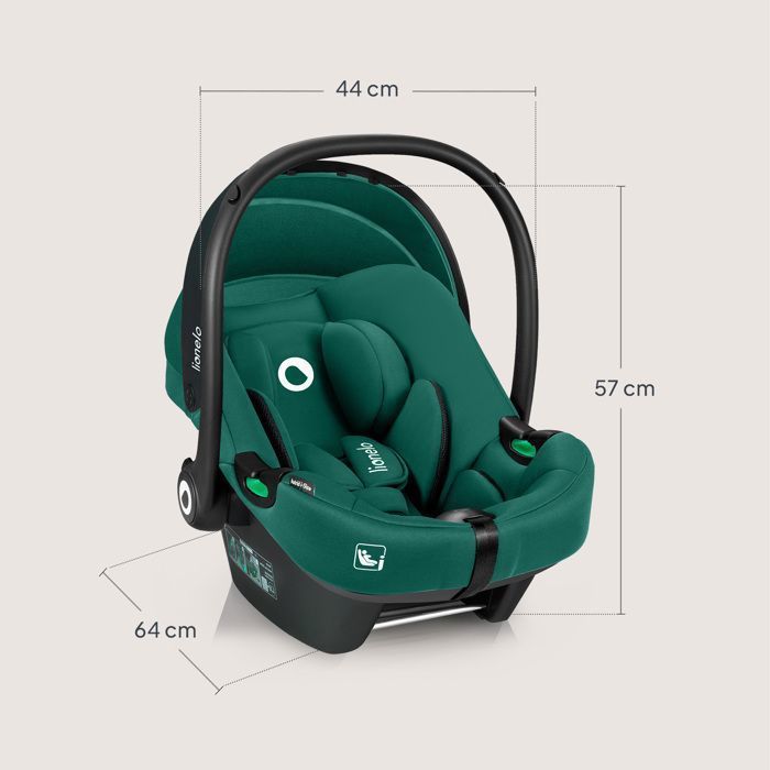 Silla de coche LIONELO Astrid i-Size 40-87 cm - Portabebés - Homologada por ADAC - Ligera - 0-13 kg - Grupo 0+ - Verde