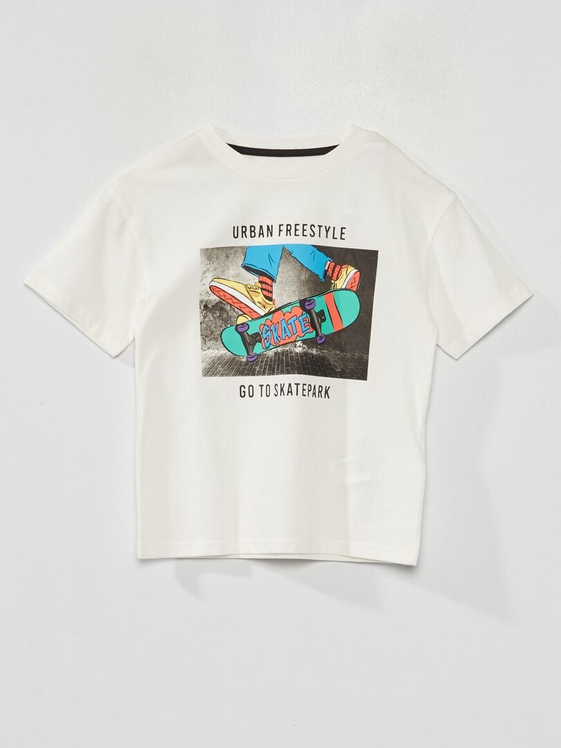 Camiseta de manga curta com estampa - BRANCA