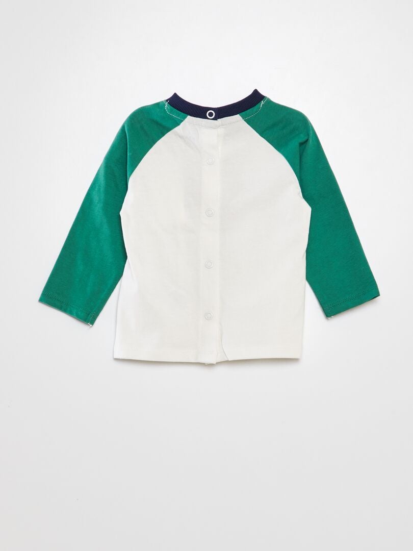 T-shirt met Americana-mouw en 'Seoul'-opdruk - WIT