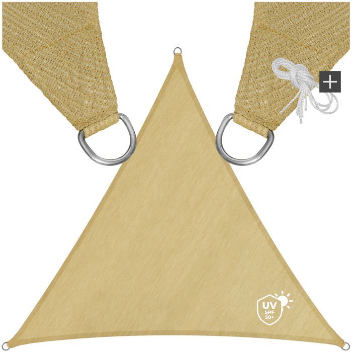 TECTAKE Toldo de sombra - Toldo triangular de polietileno de 4 x 4 x 4 m - Beige