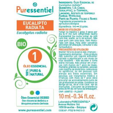 Puressentiel Biologische Eucalyptus Radiata Essentiële Olie 10 ml 10 ml
