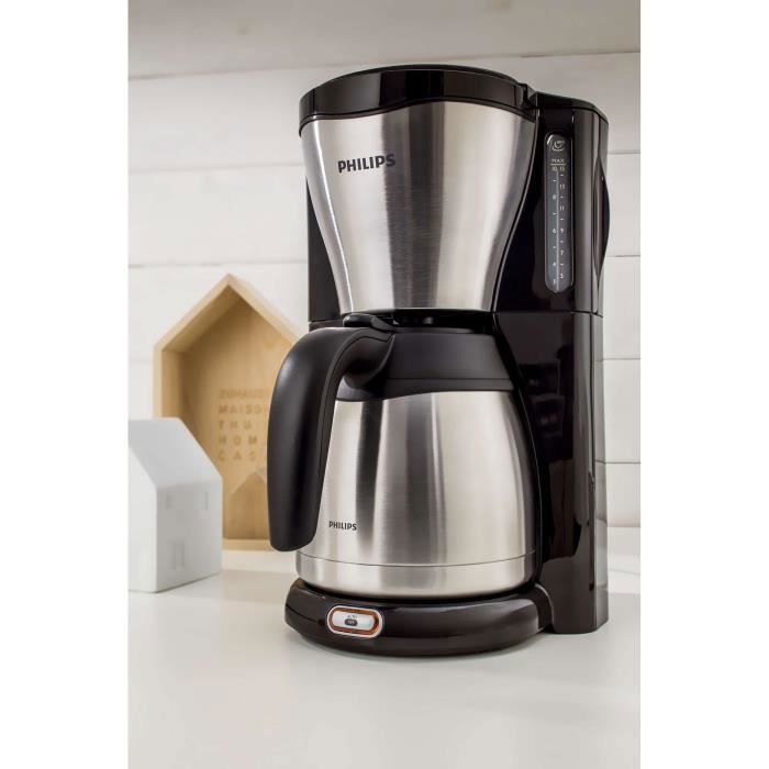 Cafetire  filtre Philips HD754620 - 1,2L, 15 tasses, jauge thermique, arrt automatique - Mtal noir
