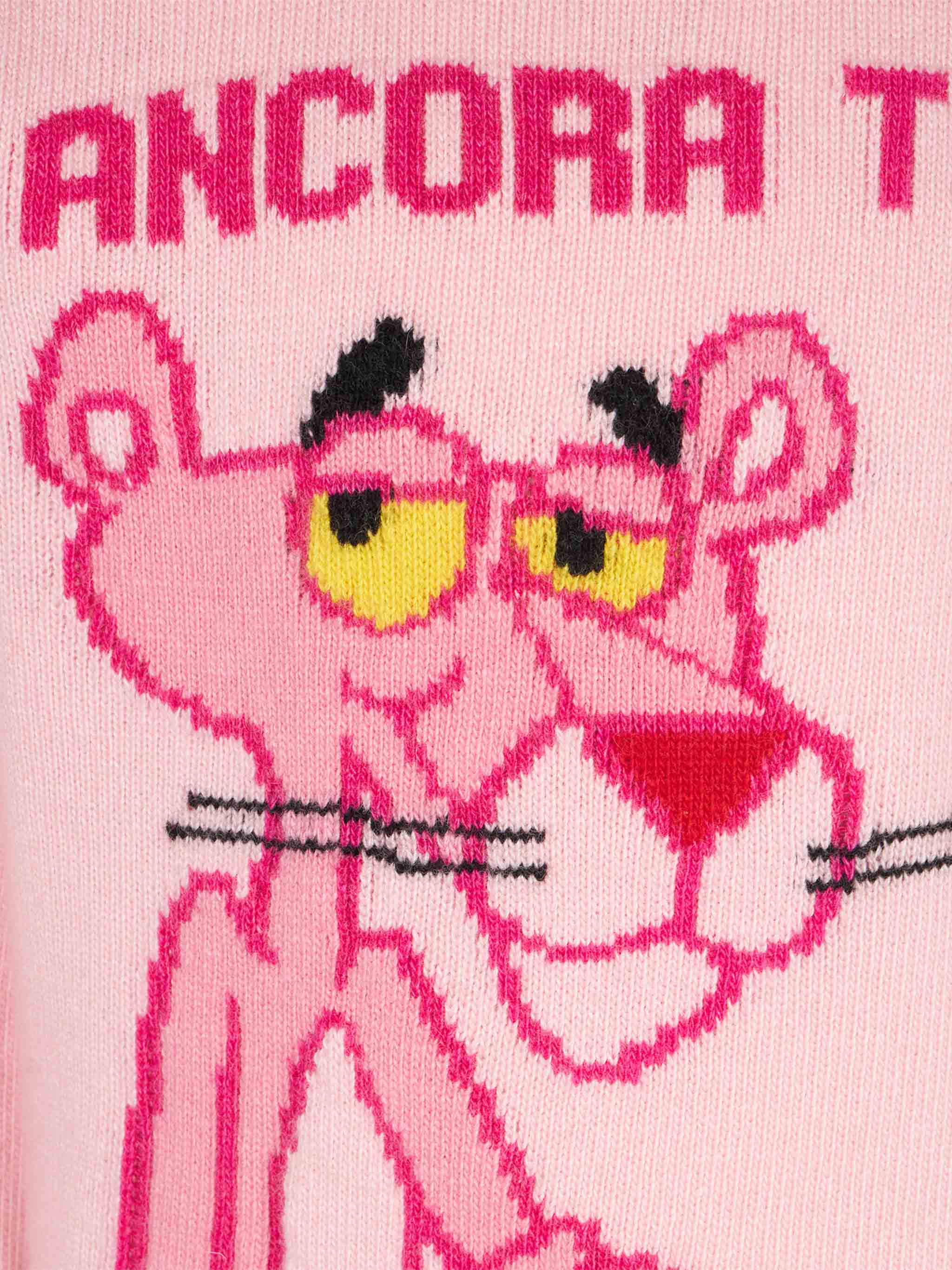 Maglione da bambina a girocollo rosa con Pantera Rosa Ancora Tu? Stamp