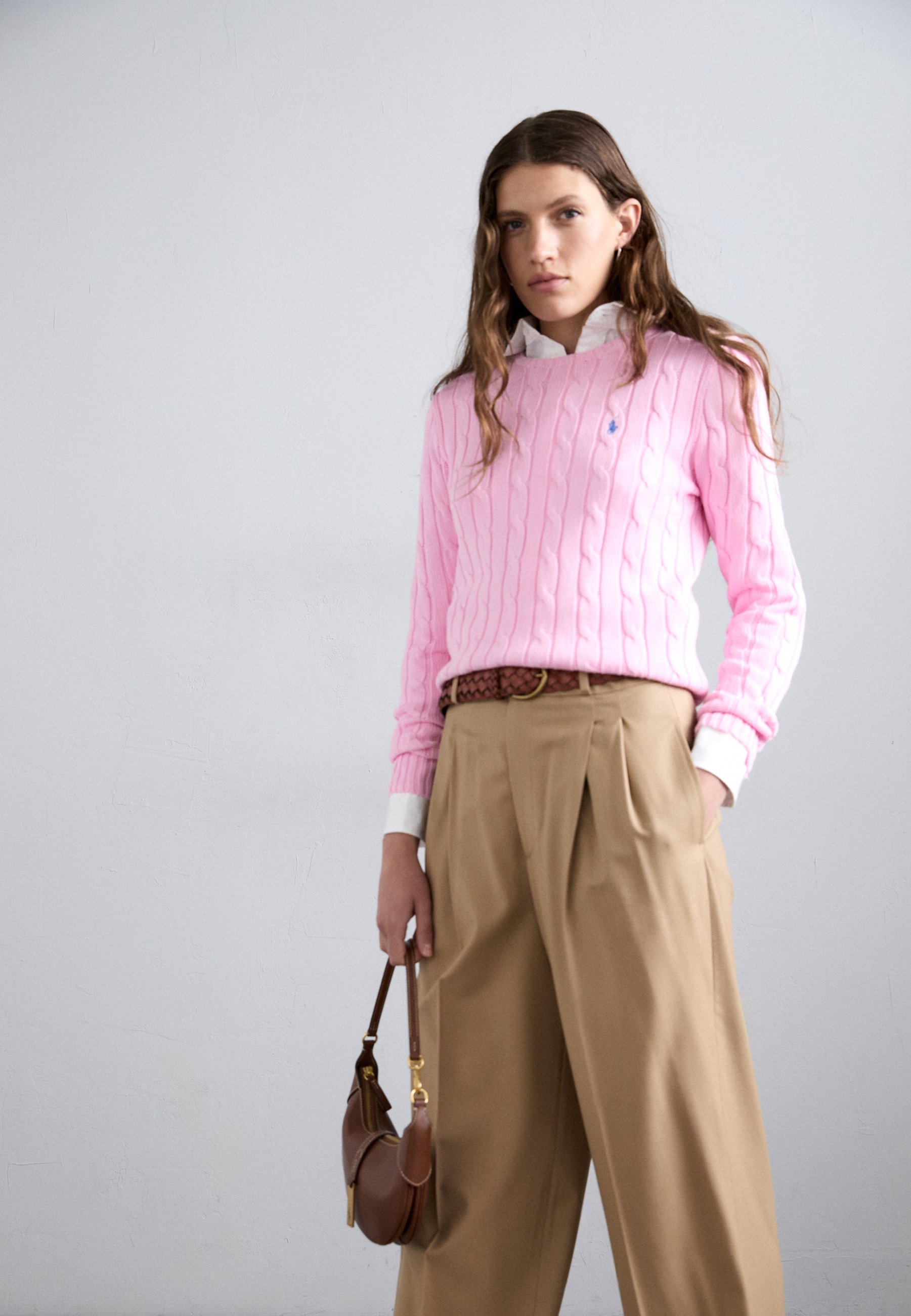 Maglione girocollo in cotone a trecce Polo Ralph Lauren - Maglione - rosa caramello