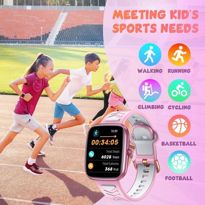 Montre Connectée Pour Enfant Fille Garcon: Smart Watch Avec Appel Bluetooth Tracker D'Activité Bracelet Intelligent Avec
