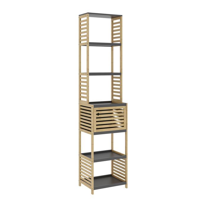 Kydesby bathroom shelf 170 x 39 x 30 cm natural bamboo / grey