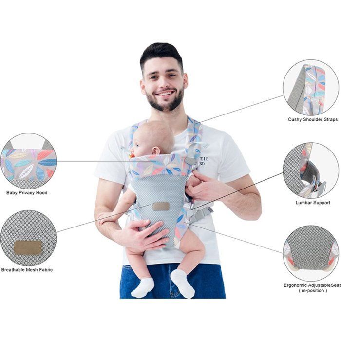 Portabebés ergonómico 4 en 1 para bebés de 3 a 20 kg (3 a 36 meses), para llevar al bebé con las manos libres, estilo B