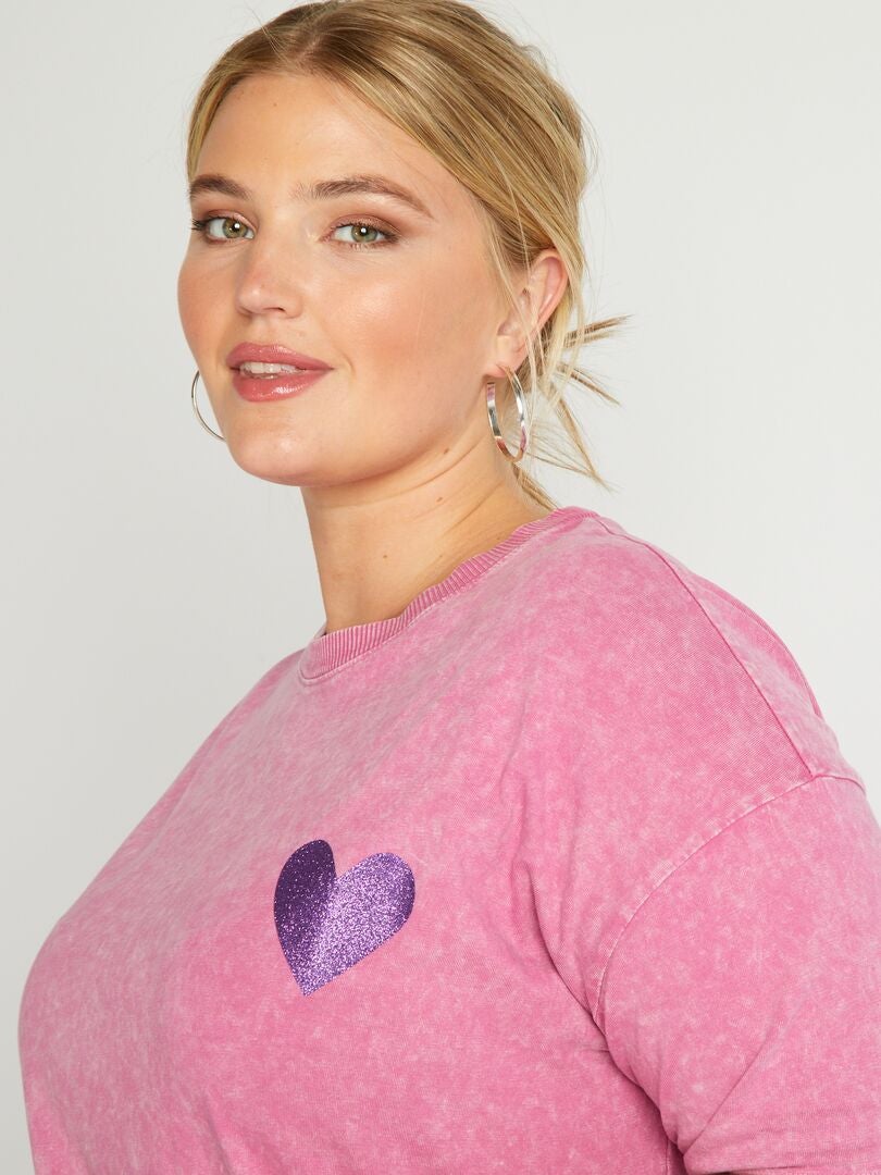 Camiseta de manga curta estampada - ROSA