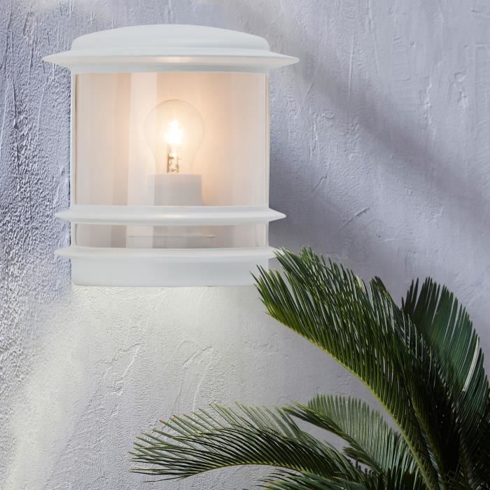 Aplique de pared exterior Hollywood - Brillante - Blanco - Bombilla E27, máximo 60 W