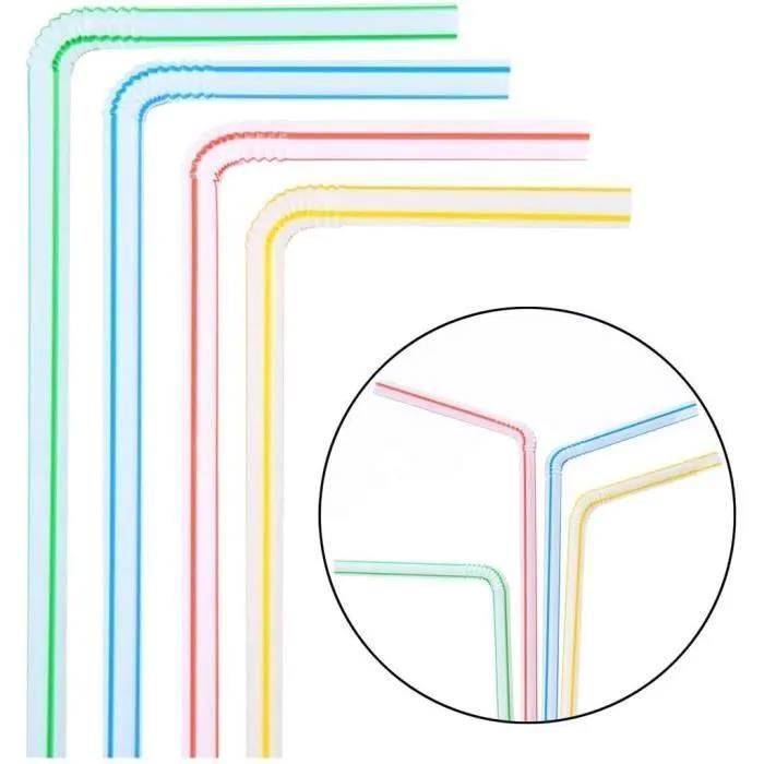 500 pajitas de plástico, colores surtidos, PP apto para uso alimentario, ideales para fiestas y bodas.