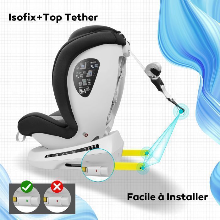 Silla de coche Miophy I-Size con Isofix giratorio 360°, Grupo 0+1/2/3, desde el nacimiento hasta los 12 años, 40-150 cm, Gris oscuro