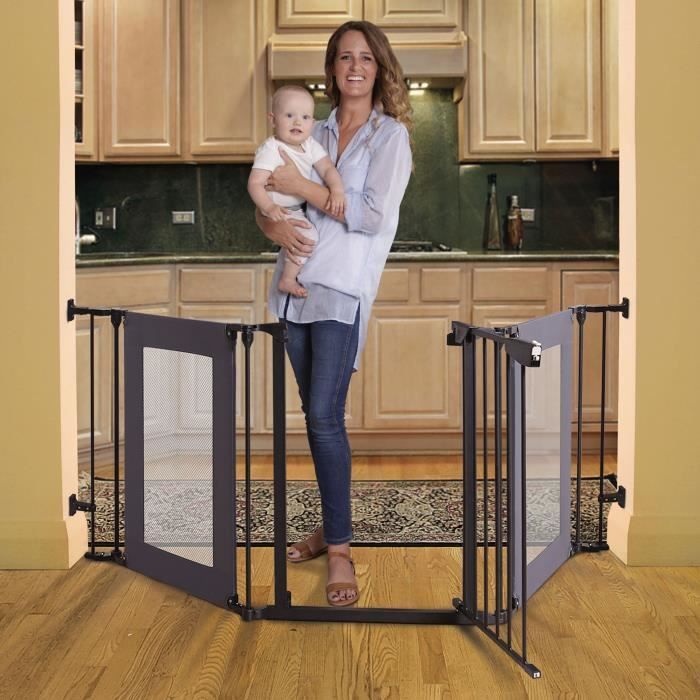 Safety gate - DREAMBABY - DENVER - 3 panels - 85.5-200 x 74 cm - Bidirectional - Black