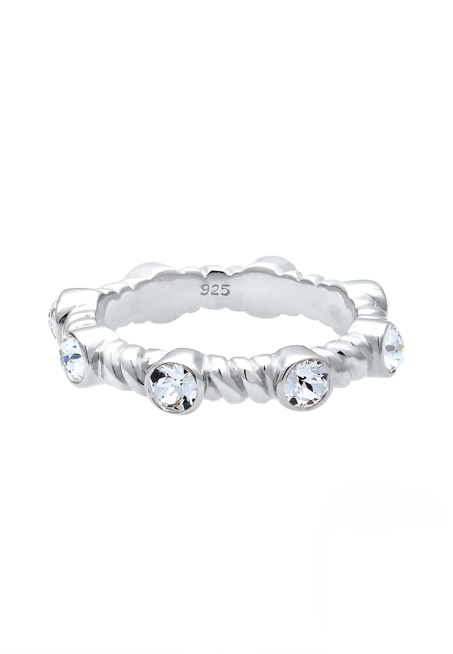 Elli PREMIUM Femmes Bande Torsadée Etincelante avec Cristaux en Argent Sterling 925