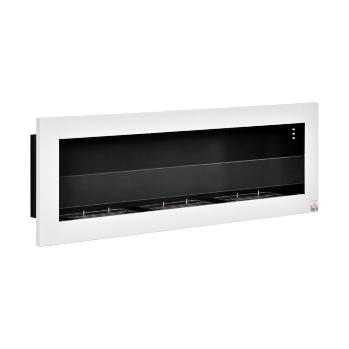 Cheminée bioéthanol murale encastrable 3 brûleurs 3L ~3h combustion 120Lx15lx40Hcm acier inox