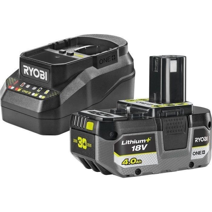 RYOBI - 18V ONE+ Kettensäge, bürstenlos, 30 cm Schwert, 10 m/s + 1 x 4 Ah Akku & Ladegerät - OCS1830 + RC18120B-140X