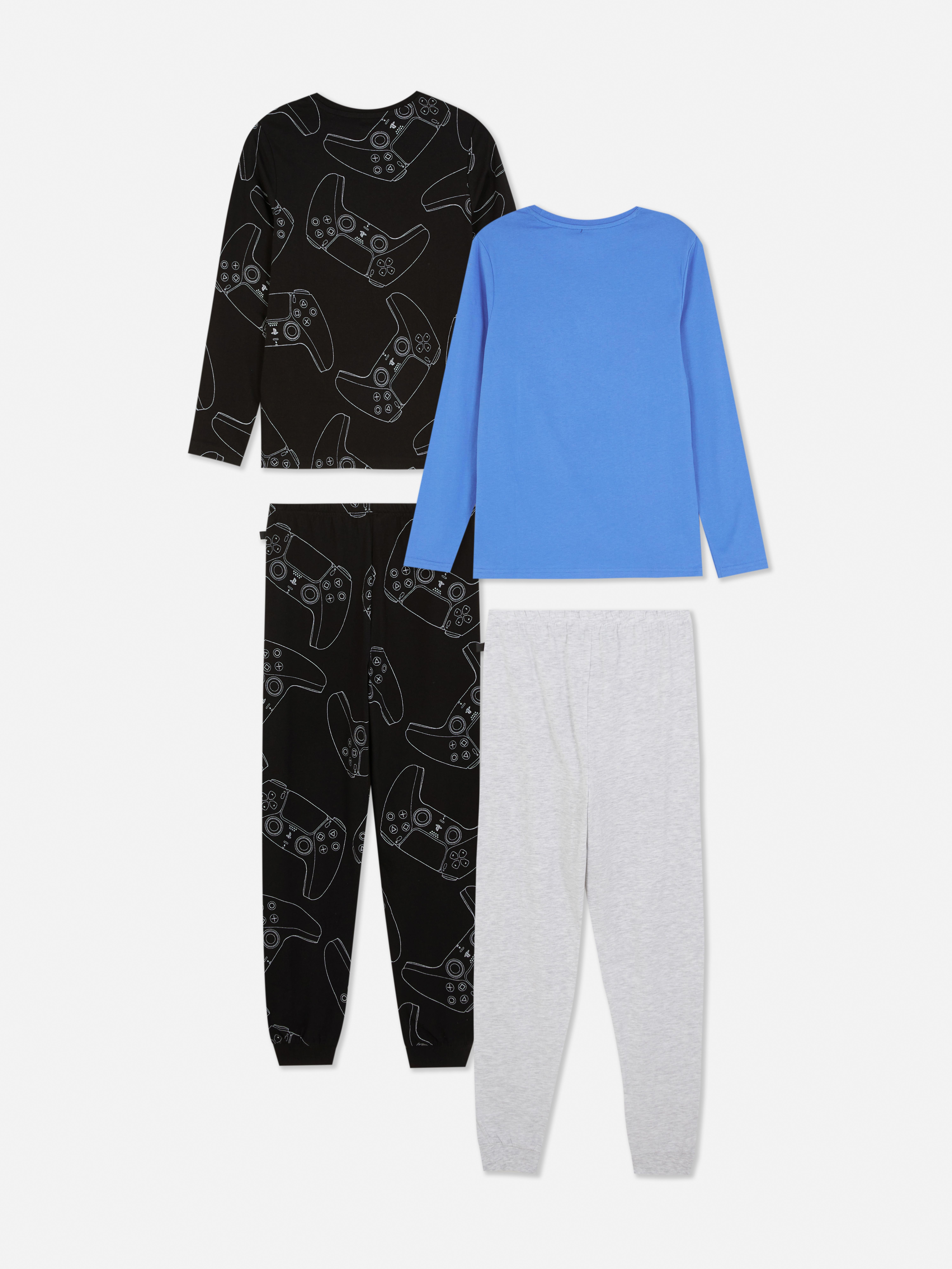 Pijamale PlayStation cu mânecă lungă, set de 2 Două pijamale PlayStation cu tricouri cu mânecă lungă și pantaloni de pijama