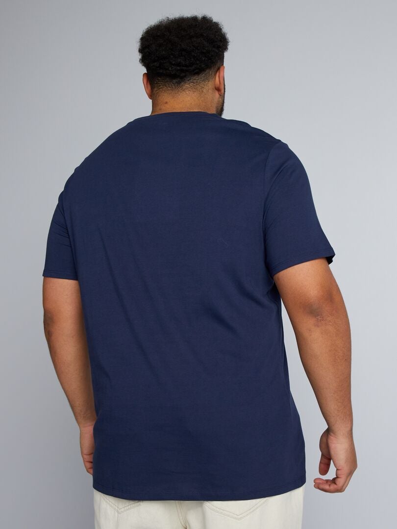 Camiseta de malha com estampa frontal - AZUL