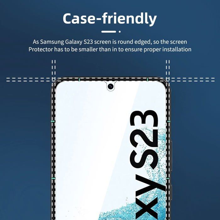 Confezione da 3 pellicole protettive in vetro temperato per Samsung Galaxy S23, efficaci contro i graffi.