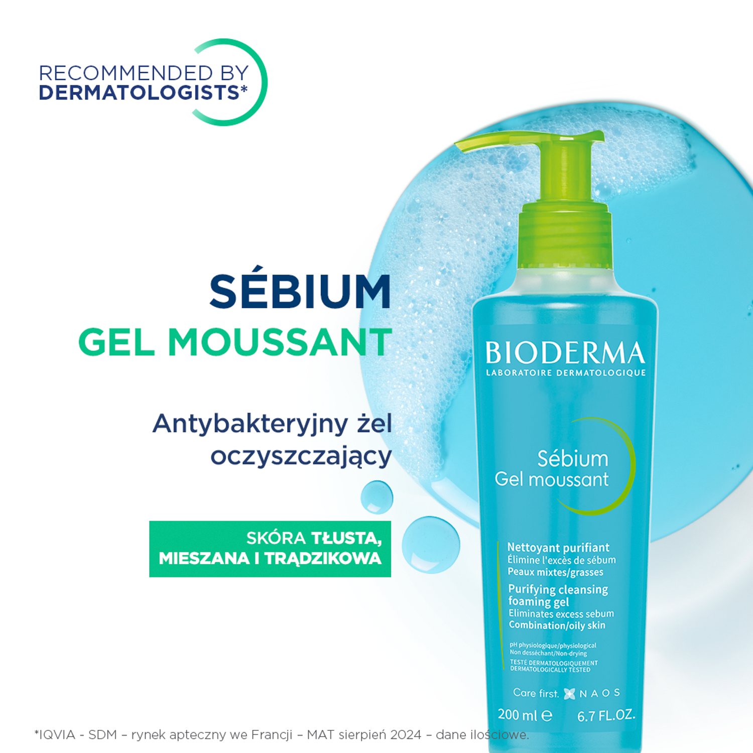 Bioderma čistilni gel za obraz 200 ml Sebium