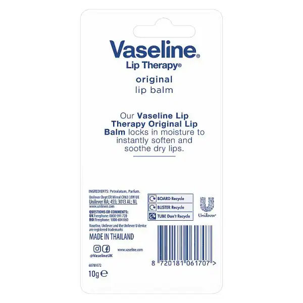 Vaseline Lip Therapy leppepomade tube original 10 g