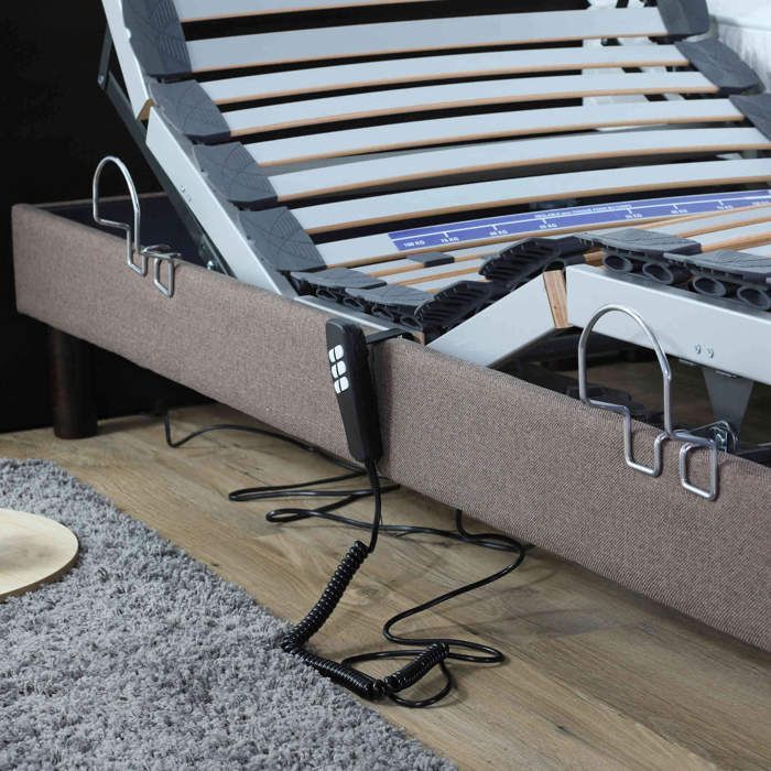 Base de cama eléctrica ajustable con somier de láminas, color topo, 80x200 cm - Topo - 5 años de garantía - Someo
