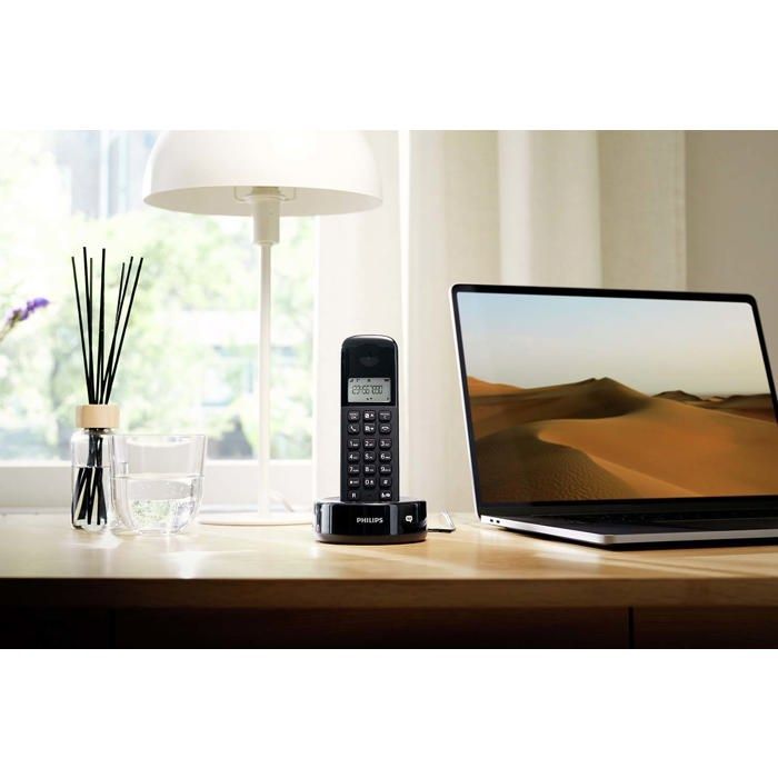 Teléfono inalámbrico - PHILIPS - D1651B/01 - DECT - Negro - Pantalla de 1,6 pulgadas