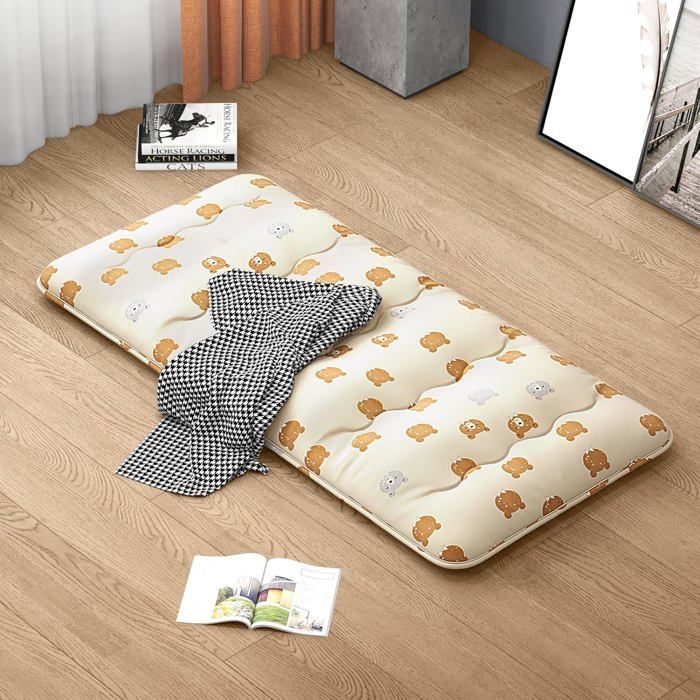 Colchón futón japonés GOPLUS, 1 persona, 90x200 cm - Cama enrollable para el suelo, portátil con bolsa de transporte, marrón