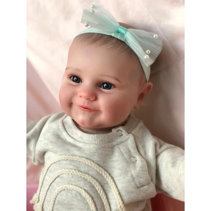 50 cm große Silikon-Reborn-Babypuppe, Ganzkörper, handbemalte Details, Adernmalerei, blaue Augen