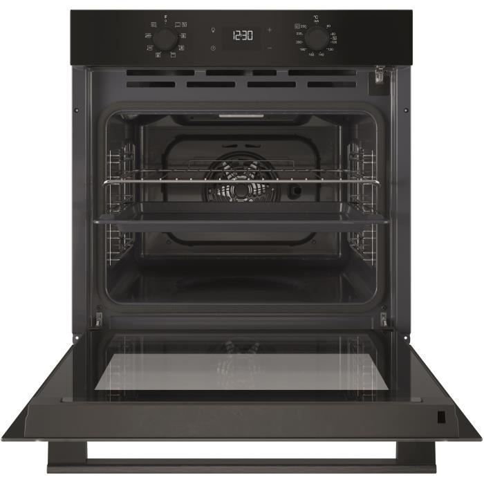 Forno embutido - Limpeza pirolítica - Cozimento com ventilação - HOTPOINT - HAO475PB - Vidro preto - 71 L - A++