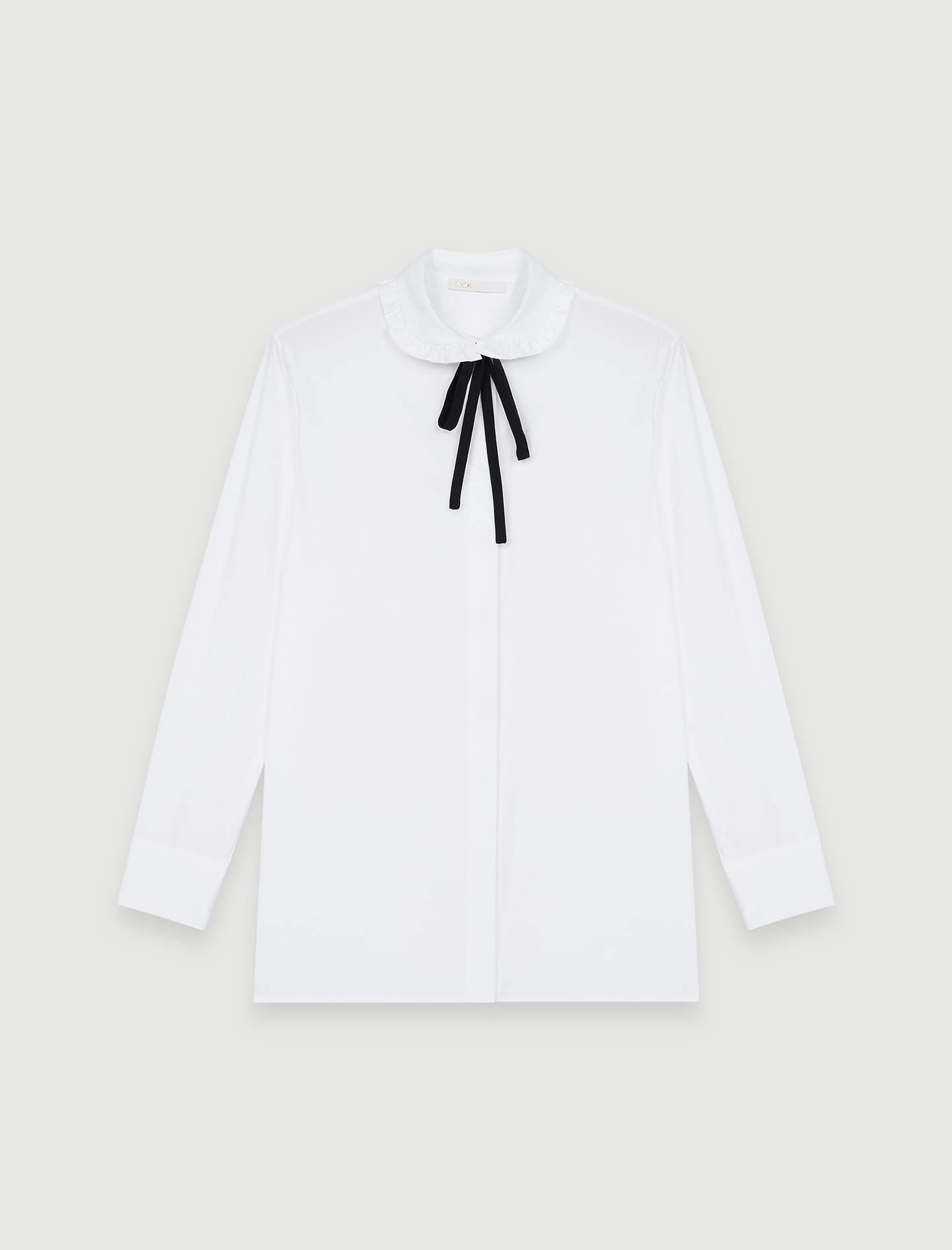 Poplin overhemd met ruches - Wit