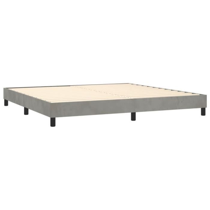 Rete a doghe - GAROSA - Velluto grigio chiaro - 200x200 cm - 2 posti - Montaggio semplice