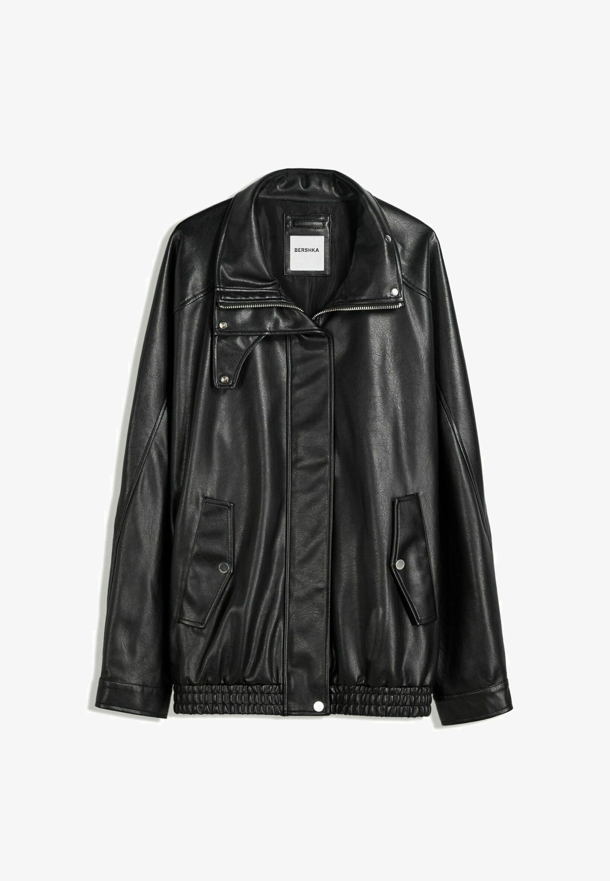 Veste Bershka OVERSIZE en similicuir noir