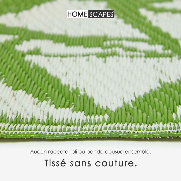 Alfombra de jardín para exteriores impermeable, reversible y resistente a los rayos UV - Zena - 150x240 cm - Verde - Materiales reciclados - Homescapes