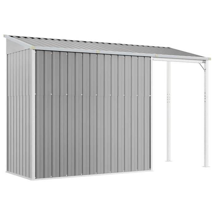 vidaXL Tuinschuur met verlengd dak, gereedschapsschuur met handgrepen, gereedschapsschuur, terrasopbergschuur, grijs 364525