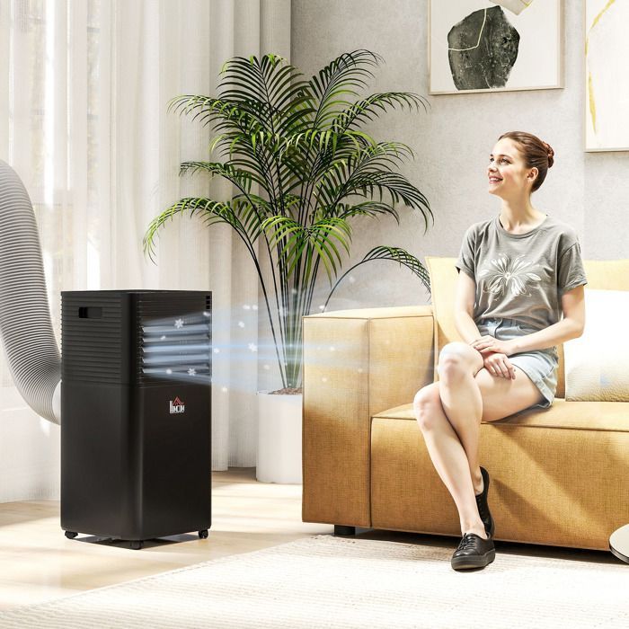 Aire acondicionado portátil HOMCOM - 7000 BTU - control remoto, temporizador de 24 horas - hasta 26 m² - clase energética A - negro